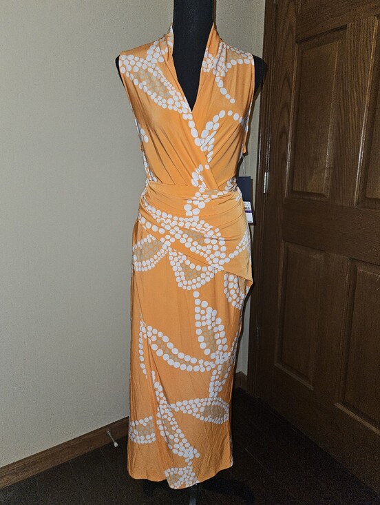 RACHEL Rachel Roy Dresses & Skirts - RACHEL Rachel Roy Orange & White Floral Like Sleeveless Wrap Maxi Dress